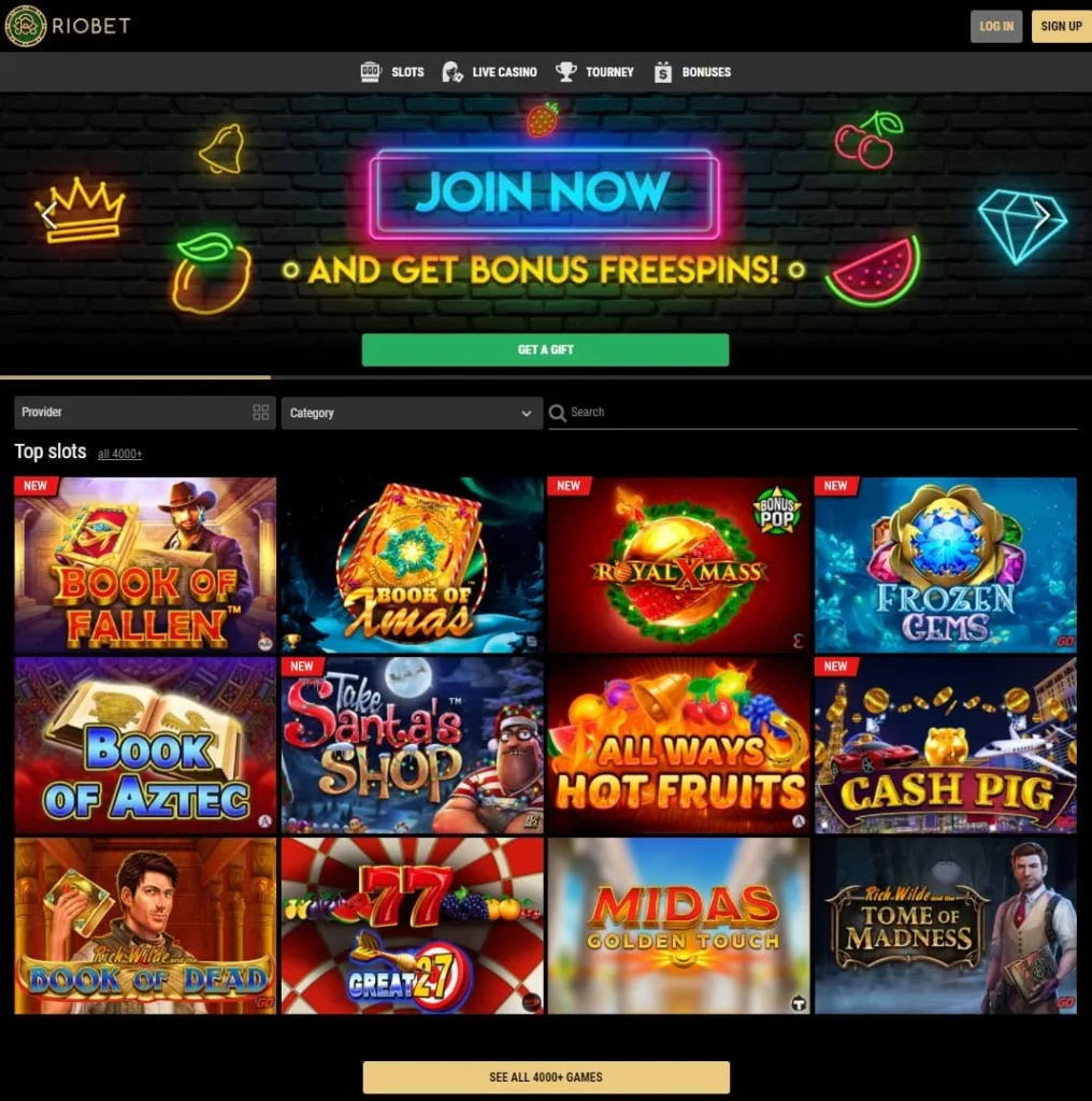 Riobet Casino website