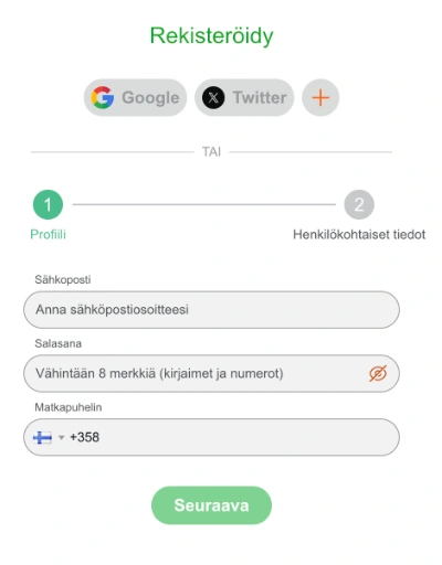 Rekisteröityminen Casino-X