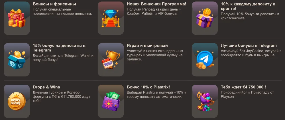 Бонусы и Акции Joycasino